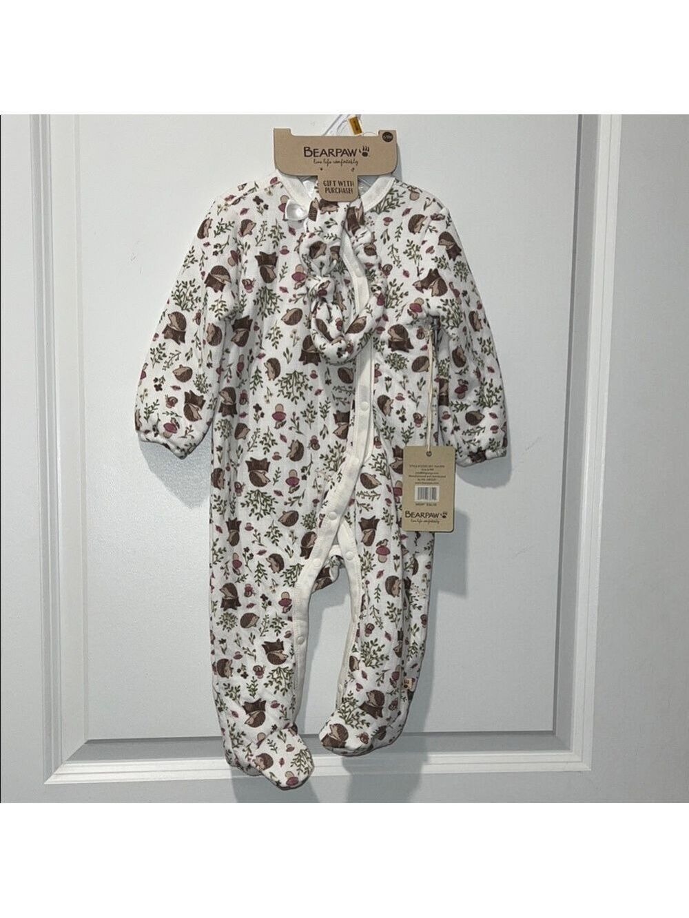 BearPaw Kids Floral Footie - Cream and Brown NWT 6-9 months